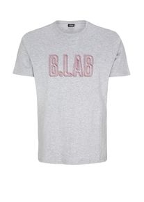 s.Oliver BLACK LABEL, Herren Jerseyshirt mit Label-Print, Graumeliert / Rot / Schwarz