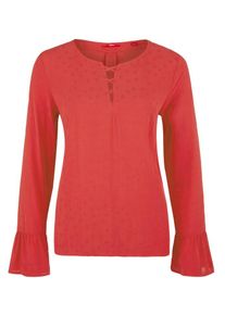 s.Oliver RED LABEL, Damen Gemusterte Bluse mit Schnür-Details, Rot