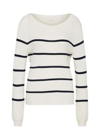 Vila, Damen Pullover, Dunkelblau / Wei&szlig;