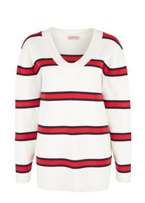 TRIANGLE, Damen Pullover, Feuerrot / Schwarz / Weiß