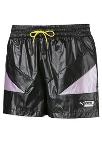 Puma, Damen TZ Gewebte Shorts, Gelb / Helllila / Schwarz