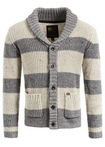 Khujo, Herren Strickjacke 'CLEON', Graumeliert / Naturwei&szlig;