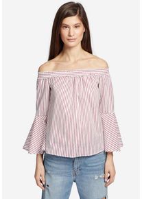 Khujo, Damen Bluse 'Rupi', Hellgrau / Cranberry / Weiß