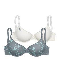Petite Fleur, Damen Schalen-BH (2 Stck.), Türkis / Grau / Weiß