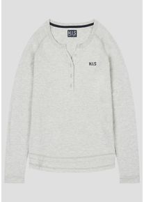 H.I.S. HIS JEANS, Damen Longsleeve, Hellgrau