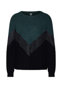 Catwalk Junkie, Damen Pullover 'AMAZONIA', Smaragd / Schwarz