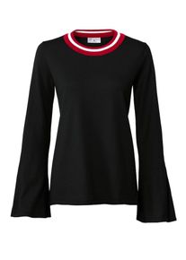 Heine, Damen Pullover mit Trompetenärmeln, Rot / Schwarz / Weiß