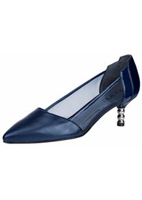 Heine, Damen Pumps, Marine / Schwarz / Silber