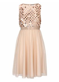 Heine, Damen Cocktailkleid mit Pailletten, Nude