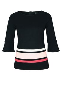 s.Oliver BLACK LABEL, Damen Colourblocking Shirt mit Trompetenärmel, Pink / Schwarz / Weiß