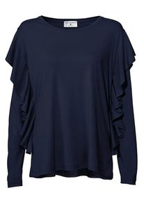 Heine, Damen Rüschenshirt, Navy