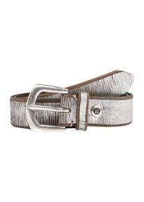 B.belt Handmade In Germany, Damen Lederg&uuml;rtel im Metallic-Look, Braun / Silber