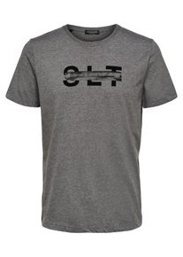 Selected Homme, Herren T-Shirt, Graumeliert / Schwarz