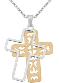 Firetti, Damen Kette mit Anhänger 'Kreuz', Gold / Silber