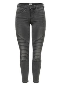 Only, Damen Royal Reg Biker Skinny Fit Jeans, Grey Denim