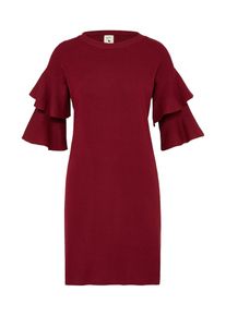 YUMI, Damen Strickkleid mit Volant-Ärmeln, Burgunder