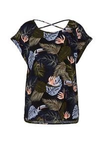 Tom Tailor Denim, Damen T-Shirt 'Woven with Back Detail', Mischfarben / Schwarz