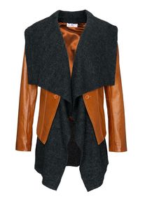 Heine, Damen Lederjacke, Cognac / Anthrazit