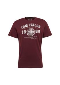 Tom Tailor, Herren T-Shirt, Dunkelrot / Weiß