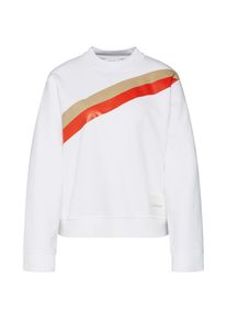 Calvin Klein, Damen Sweatshirt 'YOKE STRIPE FUNNEL SWEATSHIRT LS', Gold / Hellrot / Wei&szlig;