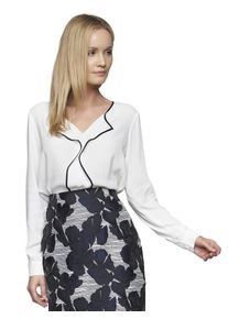 Apart, Damen Bluse aus Crêpeware, Kobaltblau / Perlweiß