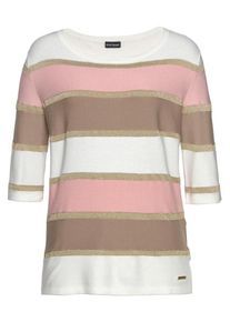 Bruno Banani, Damen Rundhalspullover, Creme / Dunkelbeige / Altrosa