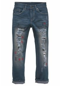 Arizona, Jeans, Blau / Rot / Schwarz