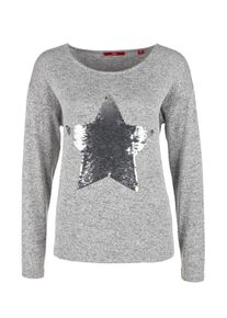 s.Oliver RED LABEL, Damen Langarmshirt, Silbergrau / Graumeliert