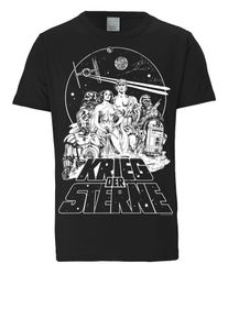 logoshirt, Herren T-Shirt 'Krieg der Sterne', Grau / Schwarz / Weiß
