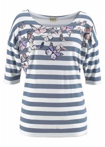Boysen's BOYSEN'S, Damen Print-Shirt, Taubenblau / Weiß