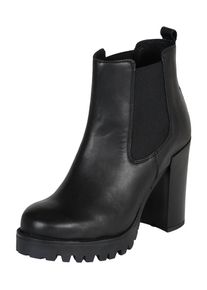 PS Poelman, Damen Stiefelette mit Blockabsatz, Schwarz