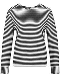 Taifun, Damen T-Shirt, Schwarz / Offwhite