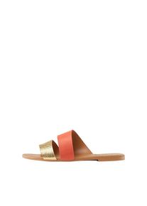 Pieces, Damen Doppelrie Leder Sandalen, Orange