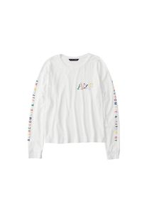 Abercrombie & Fitch Abercrombie & Fitch, Damen Langarmshirt 'RAINBOW LOGO TEE', Offwhite