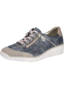 Rieker, Damen Sneakers, Hellbeige / Blau