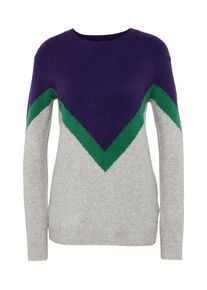 Tom Tailor, Damen Pullover, Graumeliert / Grün / Dunkellila