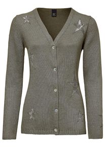 Heine, Damen Cardigan mit Strickmix, Khaki