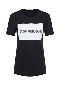 Calvin Klein Jeans, Damen T-Shirt 'INSTITUTIONAL BOX', Schwarz / Weiß