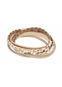 Heine, Damen Armband zum Wickeln, Beige / Hellbraun / Gold / Puder