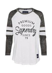 Superdry, Damen Baseball-Shirt 'BROOKLYN', Dunkelgrau / Wei&szlig;