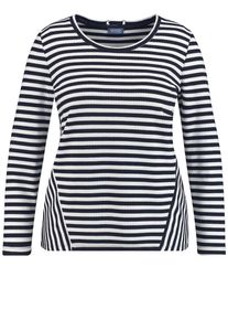 SAMOON, Damen Longsleeve, Ultramarinblau / Weiß