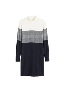 Mango, Damen Kleid 'Nuan', Nachtblau / Graumeliert / Weiß