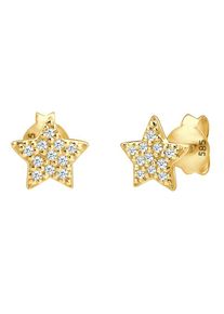 Diamore, Damen Ohrringe 'Sterne', Gold / Weiß