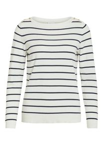 Vila, Damen Strickpullover, Schwarz / Wei&szlig;