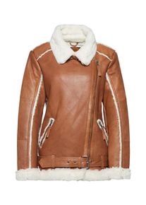 Be Edgy, Damen Lederjacke 'BEalexa', Cognac / Wei&szlig;
