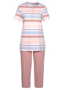 Schiesser, Damen Pyjama, Hellblau / Rosa / Ros&eacute; / Wei&szlig;