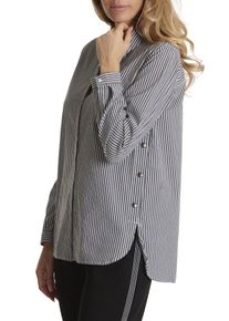 BETTY & CO Betty & Co, Damen Hemdbluse, Grau / Wei&szlig;