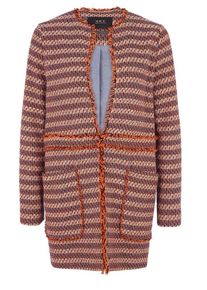 SET, Damen Longblazer mit Webmuster, Beige / Orange / Rot