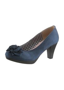 Hirschkogel, Damen Trachten-Pumps mit Bluapplikation, Dunkelblau