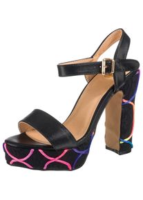 Buffalo, Damen Sandalette, Blau / Dunkellila / Pink / Schwarz
